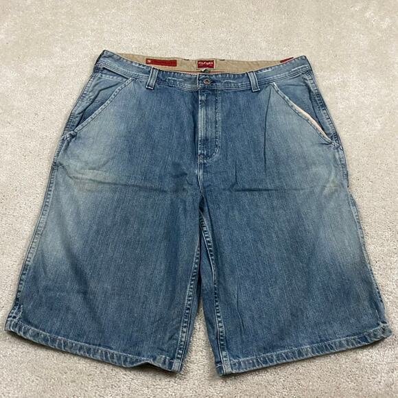 Y2K Tommy Hilfiger Jean Shorts Mens 38* Blue Denim Jorts Carpenter Streetwear - Picture 2 of 10